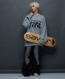 【SAVIER/サビアー】WALKING DONUTSコラボ / 前面プリント ビッグシルエット スウェットトレーナー ワンポイント刺繍 ブランドロゴ