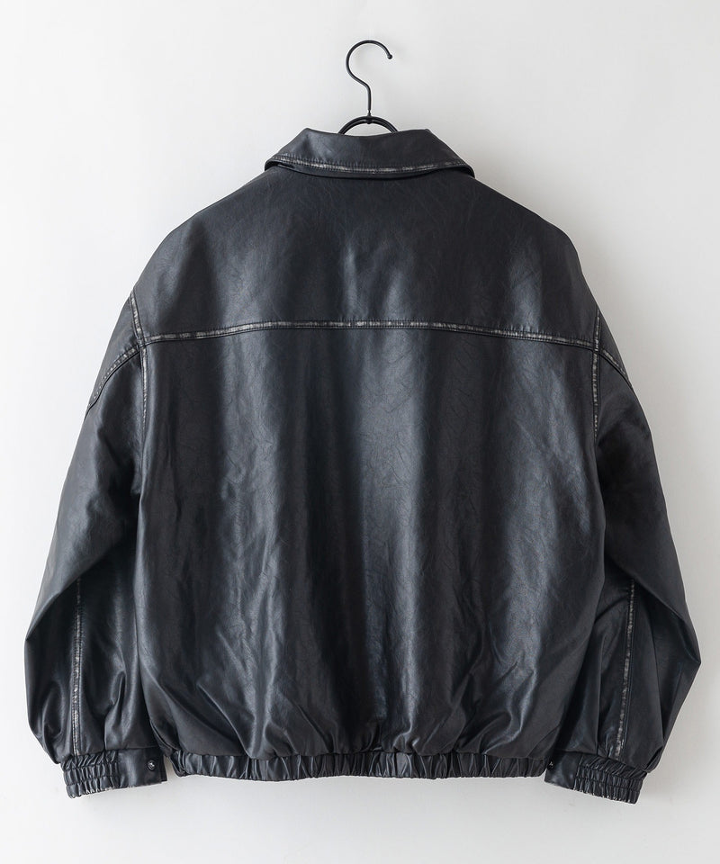 【SAVIER/サビアー】オーバーサイズ ヴィンテージライク フェイクレザージャケット
