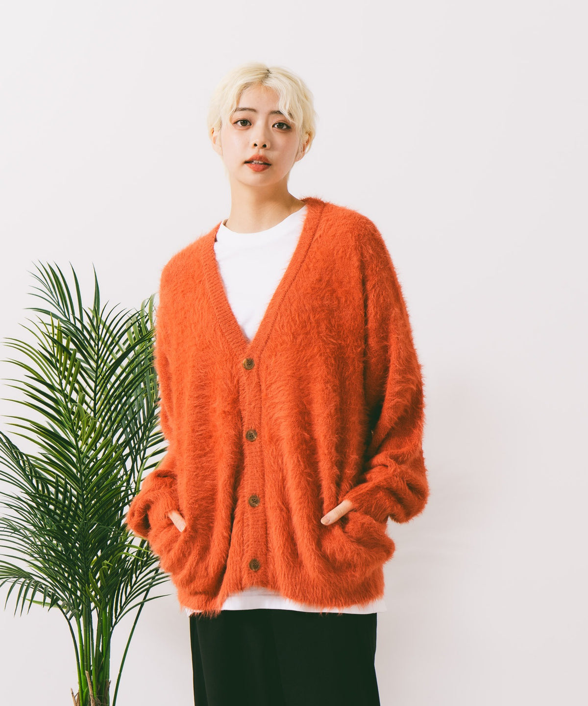 ROUGH TRADE/ラフトレード】シャギーVネックカーディガン zo
