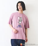 【TOMANDJERRY/トムとジェリー】オリジナルデザイン ジェリー タフィー パウダーブリーチ 加工 Tシャツ ドロップショルダー ビッグシルエット ヴィンテージライク 古着ライク ユニセックス キャラクター