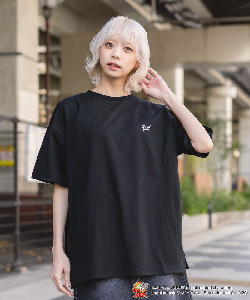 TOM＆JERRY/トムとジェリー】バックサガラ刺繍 半袖Tシャツ ルーズ