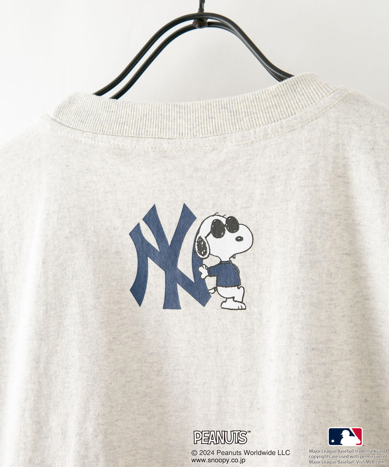 【2024新規】PEANUTS MLB オリジナルデザイン Tシャツ ヤンキース ドジャース パドレス ドロップショルダー ビッグシルエット ユニセックス