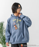 【TOM and JERRY/トムとジェリー】オリジナルデザイン 刺繍 プルオーバーパーカー フーディー ジェリー タフィー サカナ ドロップショルダー ビッグシルエット