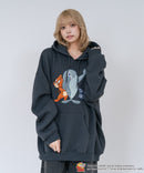 【TOM and JERRY/トムとジェリー】【ユニセックスデザインでリンクコーデにも◎】裏起毛プルオーバーパーカー フーディ 保温 カジュアル キャラクター トム ジェリー タフィー サカナ
