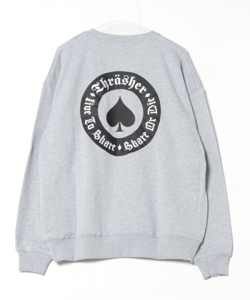 【THRASHER/スラッシャー】ヘビーウェイト マガジンロゴ スペードオースロゴ クルーネック スウェット LOGO CREW SWEAT