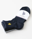 【U.S. POLO ASSN./ユーエスポロアッスン】無地 ワンポイントロゴ刺繍ソックス 3足組 クルー丈 定番 ギフト 23～25cm