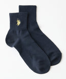 【U.S. POLO ASSN./ユーエスポロアッスン】無地 ワンポイントロゴ刺繍ソックス 3足組 クルー丈 定番 ギフト 23～25cm