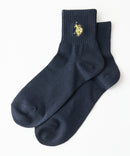 【U.S. POLO ASSN./ユーエスポロアッスン】無地 ワンポイントロゴ刺繍ソックス 3足組 クルー丈 定番 ギフト 23～25cm