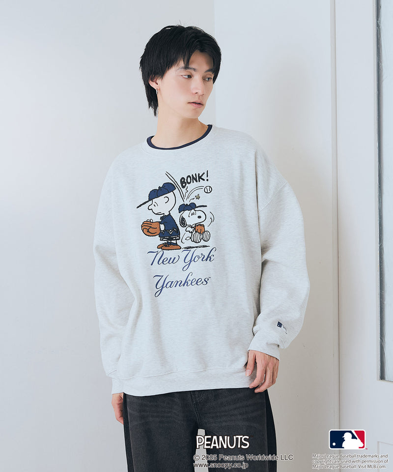 【PEANUTS×MLB】オリジナルデザイン 裏起毛トレーナー ヤンキース ドジャース カブス キャラクター