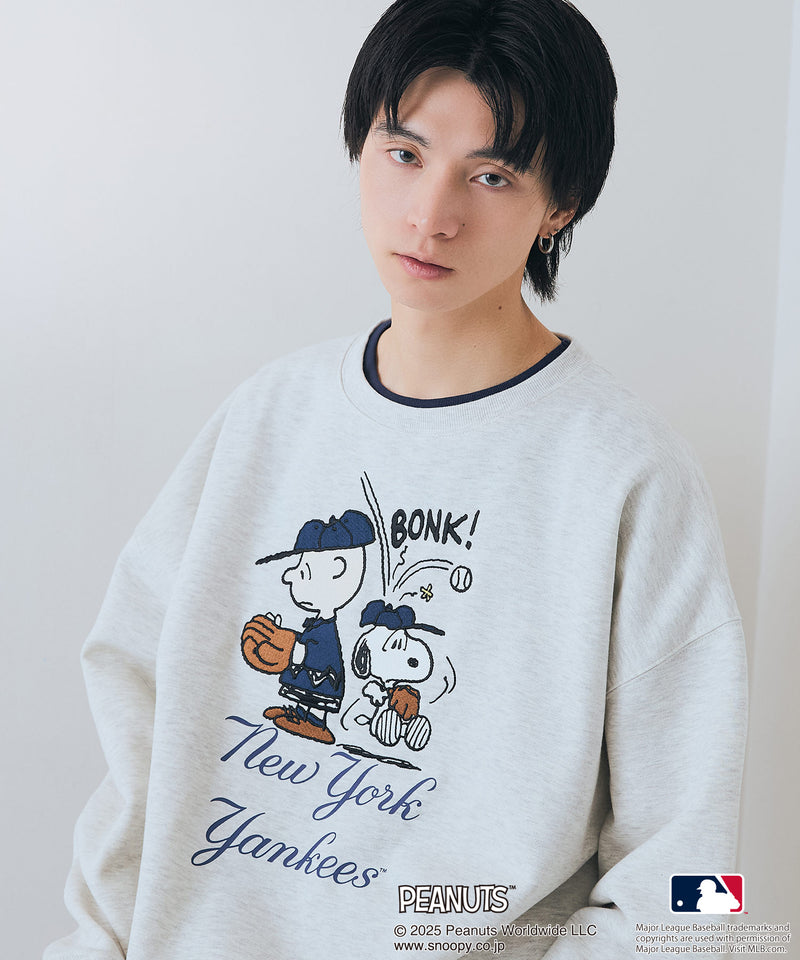 【PEANUTS×MLB】オリジナルデザイン 裏起毛トレーナー ヤンキース ドジャース カブス キャラクター