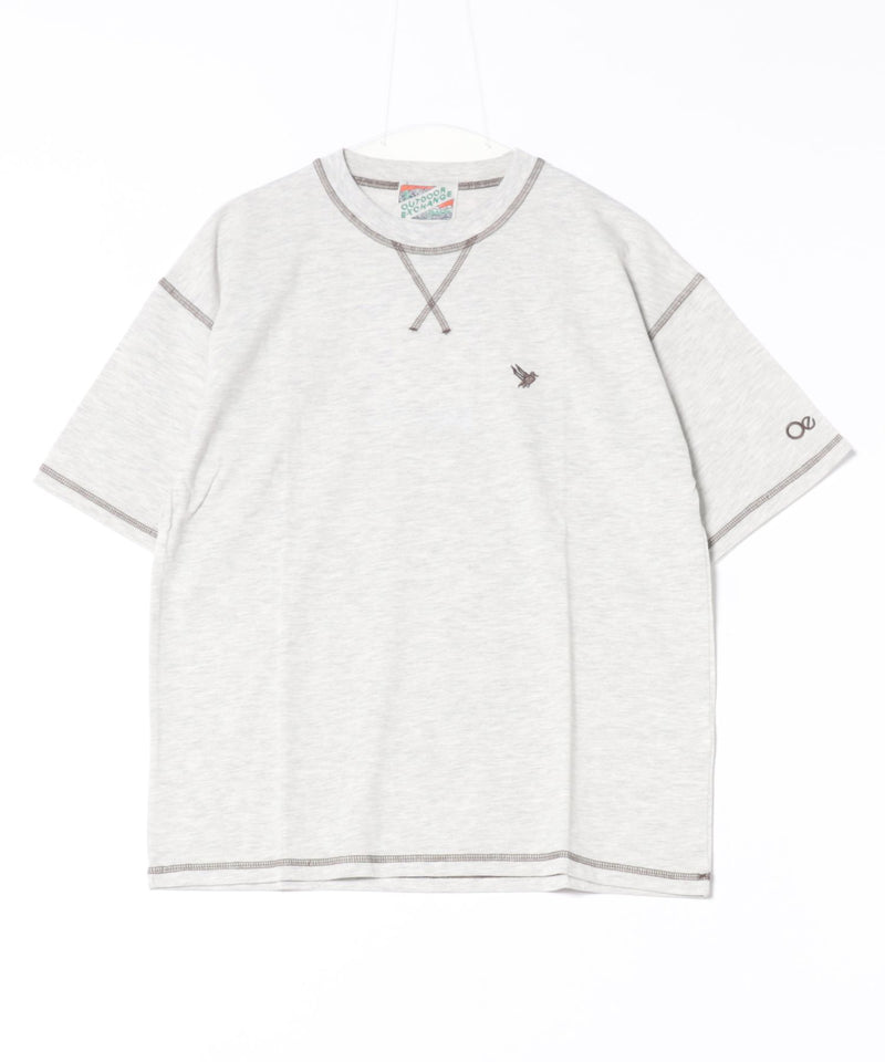 【OUTDOOR EXCHANGE/アウトドアエクスチェンジ】×【ZERO STAIN/ゼロステイン】コラボ 配色 3本針ステッチ クルーネック Tシャツ