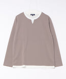 【Blue Standard/ブルースタンダード】ドライリップル フェイクレイヤード キーネックロンT カットソー 吸水速乾 ストレッチ イージーケア さらさら快適 晩夏初秋