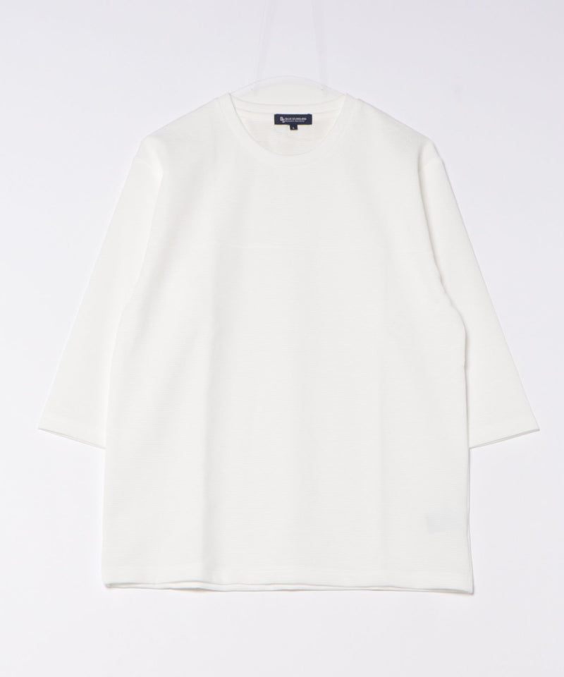【Blue Standard/ブルースタンダード】ドライリップル フットボール切り替7分袖Tシャツカットソー 吸水速乾 ストレッチ イージーケア さらさら快適 晩夏初秋