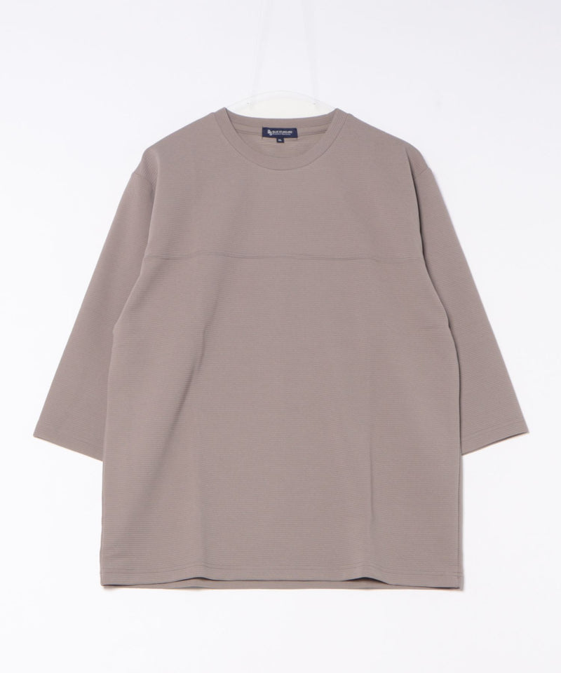 【Blue Standard/ブルースタンダード】ドライリップル フットボール切り替7分袖Tシャツカットソー 吸水速乾 ストレッチ イージーケア さらさら快適 晩夏初秋