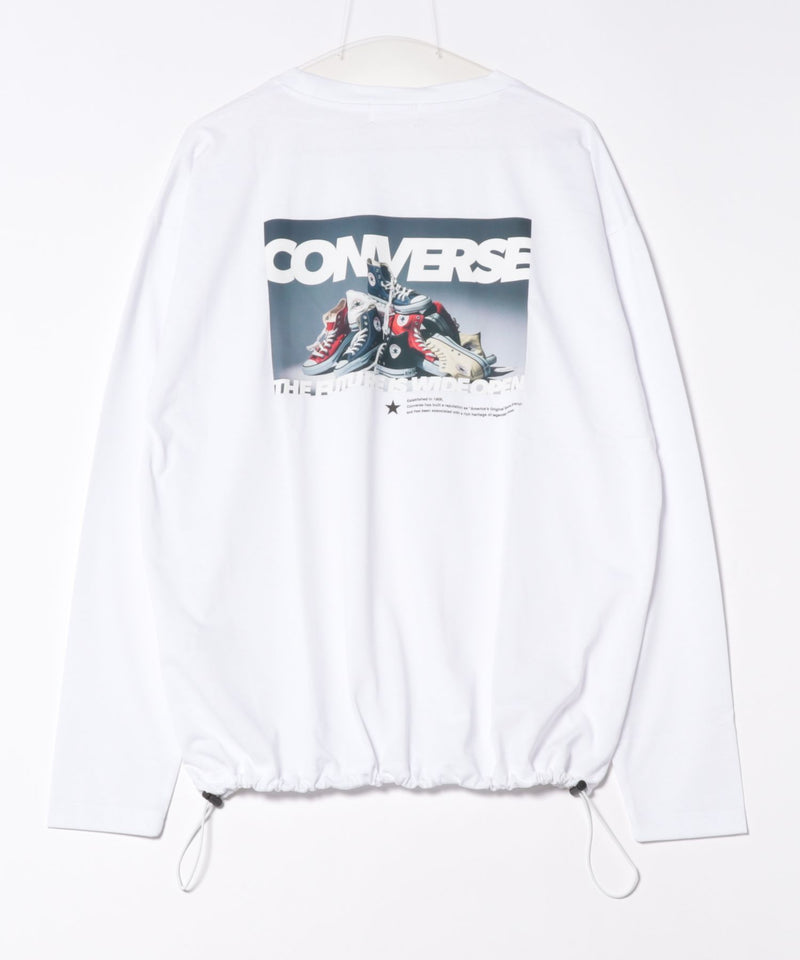 【CONVERSE/コンバース】レトロポスタープリント ドロスト付 UVカット ロンＴ