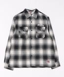 【BEN DAVIS/ベンデイビス】EMBRO OMBRE SHIRT/オーバーサイズ バックプリント刺繍 起毛 ネルチェックシャツ