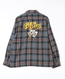 【BEN DAVIS/ベンデイビス】EMBRO OMBRE SHIRT/オーバーサイズ バックプリント刺繍 起毛 ネルチェックシャツ