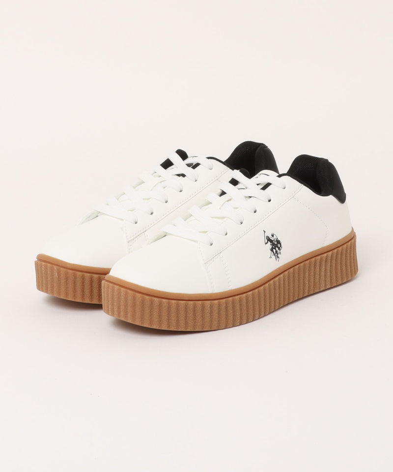 【U.S. POLO ASSN./ユーエスポロアッスン】厚底ボリュームソール ワンポイント ローカットスニーカー