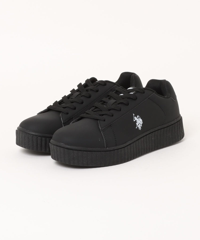 【U.S. POLO ASSN./ユーエスポロアッスン】厚底ボリュームソール ワンポイント ローカットスニーカー