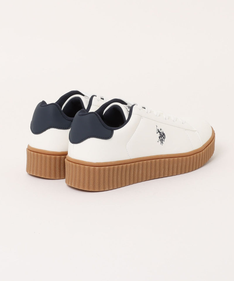 【U.S. POLO ASSN./ユーエスポロアッスン】厚底ボリュームソール ワンポイント ローカットスニーカー