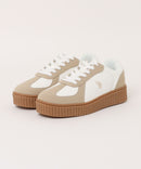 【U.S. POLO ASSN./ユーエスポロアッスン】厚底ボリュームソール ワンポイント ローカット コンビネーションスニーカー