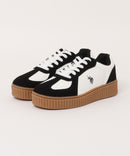 【U.S. POLO ASSN./ユーエスポロアッスン】厚底ボリュームソール ワンポイント ローカット コンビネーションスニーカー