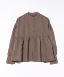 【C-FORT POINT/フォートポイント】ピーチ起毛 ギャザー ノーカラーシャツ