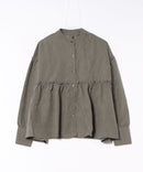 【C-FORT POINT/フォートポイント】ピーチ起毛 ギャザー ノーカラーシャツ