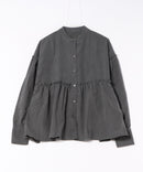 【C-FORT POINT/フォートポイント】ピーチ起毛 ギャザー ノーカラーシャツ