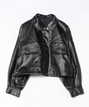 【fort point/フォートポイント】フェイクレザー ショート丈 ブルゾン