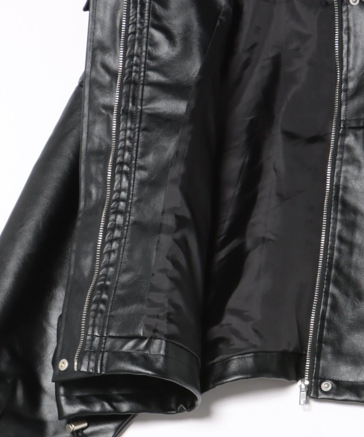 fort point/フォートポイント】フェイクレザー ショート丈 ブルゾン