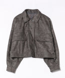 【fort point/フォートポイント】ムラ染め フェイクレザー ショート丈 ブルゾン