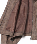 【fort point/フォートポイント】ムラ染め フェイクレザー ショート丈 ブルゾン