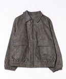 【fort point/フォートポイント】ムラ染め フェイクレザー オーバーサイズ ブルゾン