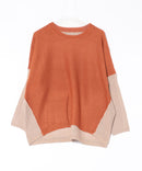 【C-FORTPOINT/フォートポイント】袖ケーブル柄 配色ニット