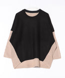 【C-FORTPOINT/フォートポイント】袖ケーブル柄 配色ニット