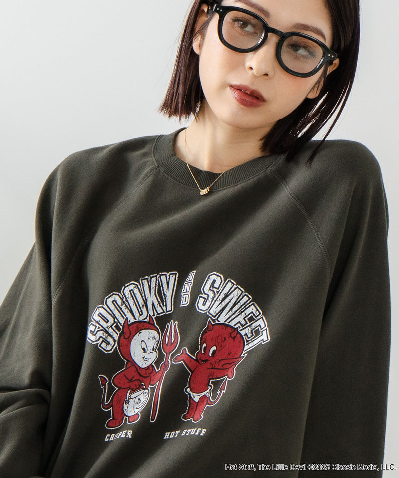 【DISCUS×HOT STUFF×Casper】キャラクタープリントスウェットトレーナー メンズ レディース ユニセックス