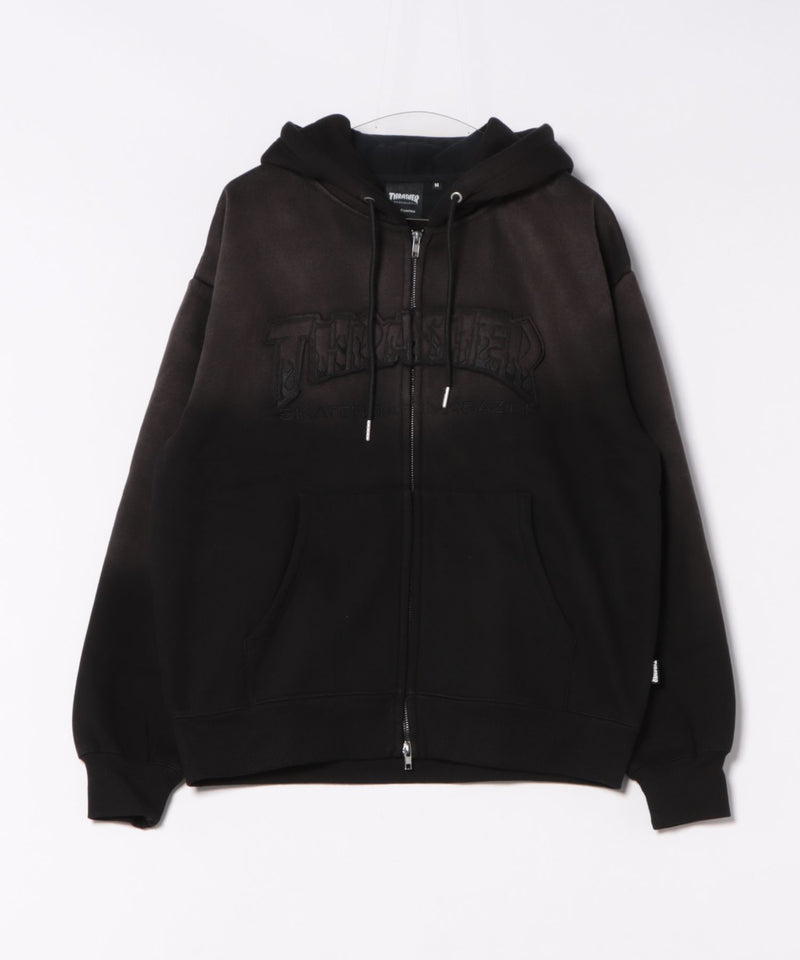 【THRASHER / スラッシャー】アップリケジップパーカー ヴィンテージライク 裏起毛 ヘビーウェイト フーディー マグロゴ