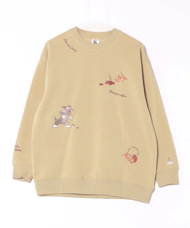 【TOM AND JERRY/トムとジェリー】刺繍 オーバーサイズ スウェットトレーナー