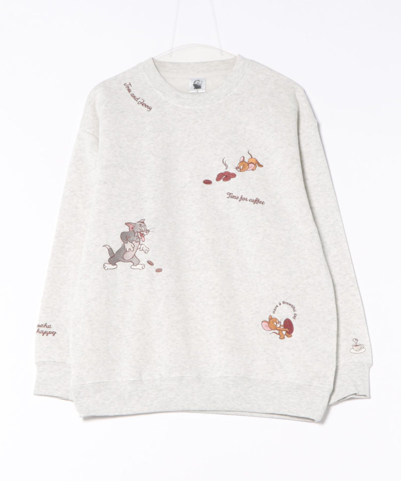 【TOM AND JERRY/トムとジェリー】刺繍 オーバーサイズ スウェットトレーナー