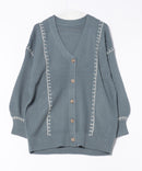 【C-FORT POINT/フォートポイント】ブランケットステッチ Vネックロングカーディガン