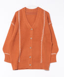 【C-FORT POINT/フォートポイント】ブランケットステッチ Vネックロングカーディガン