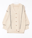 【C-FORT POINT/フォートポイント】ブランケットステッチ Vネックロングカーディガン