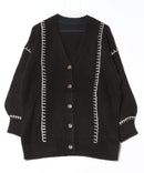 【C-FORT POINT/フォートポイント】ブランケットステッチ Vネックロングカーディガン