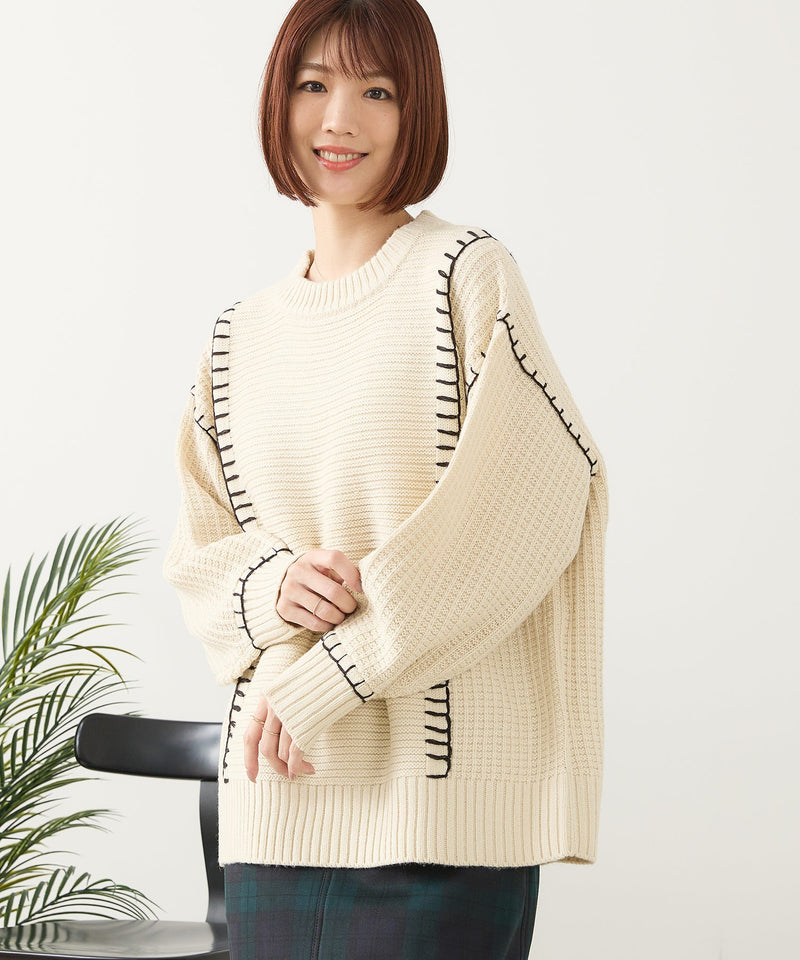 【C-FORT POINT/フォートポイント】配色ブランケットステッチプルオーバー