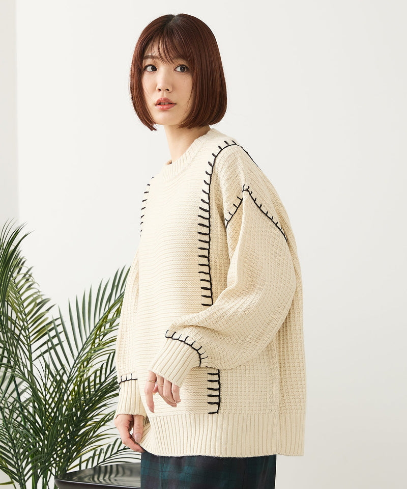 【C-FORT POINT/フォートポイント】配色ブランケットステッチプルオーバー