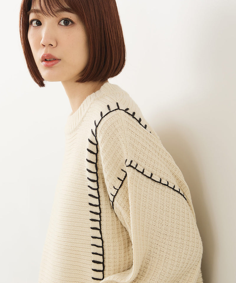 【C-FORT POINT/フォートポイント】配色ブランケットステッチプルオーバー