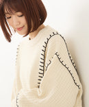 【C-FORT POINT/フォートポイント】配色ブランケットステッチプルオーバー