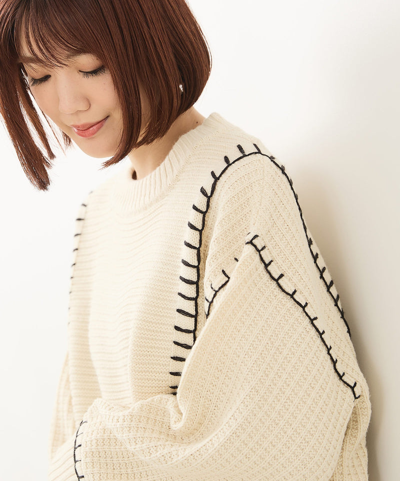 【C-FORT POINT/フォートポイント】配色ブランケットステッチプルオーバー