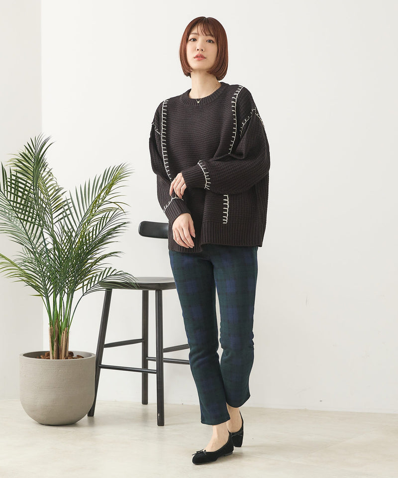 【C-FORT POINT/フォートポイント】配色ブランケットステッチプルオーバー